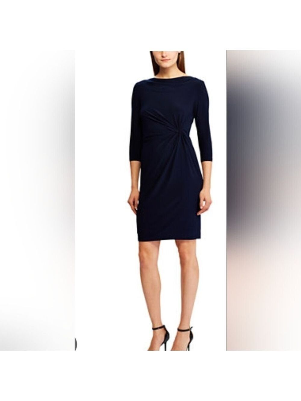 Lauren Ralph Lauren Twisted Knot Jersey 3/4 Sleeve Dress